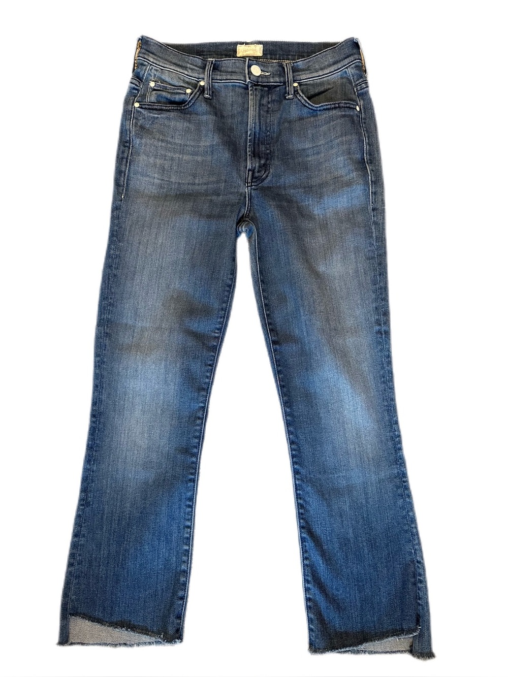 MOTHER The Insider Crop Step Fray Jeans Crack The Whip Size 27 Raw Hem